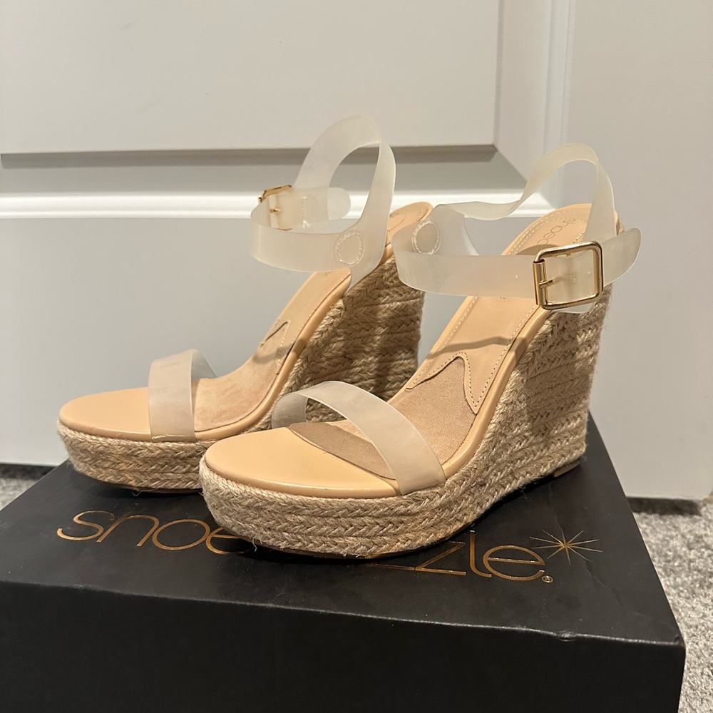 Clear strap wedges - new in box - never worn!